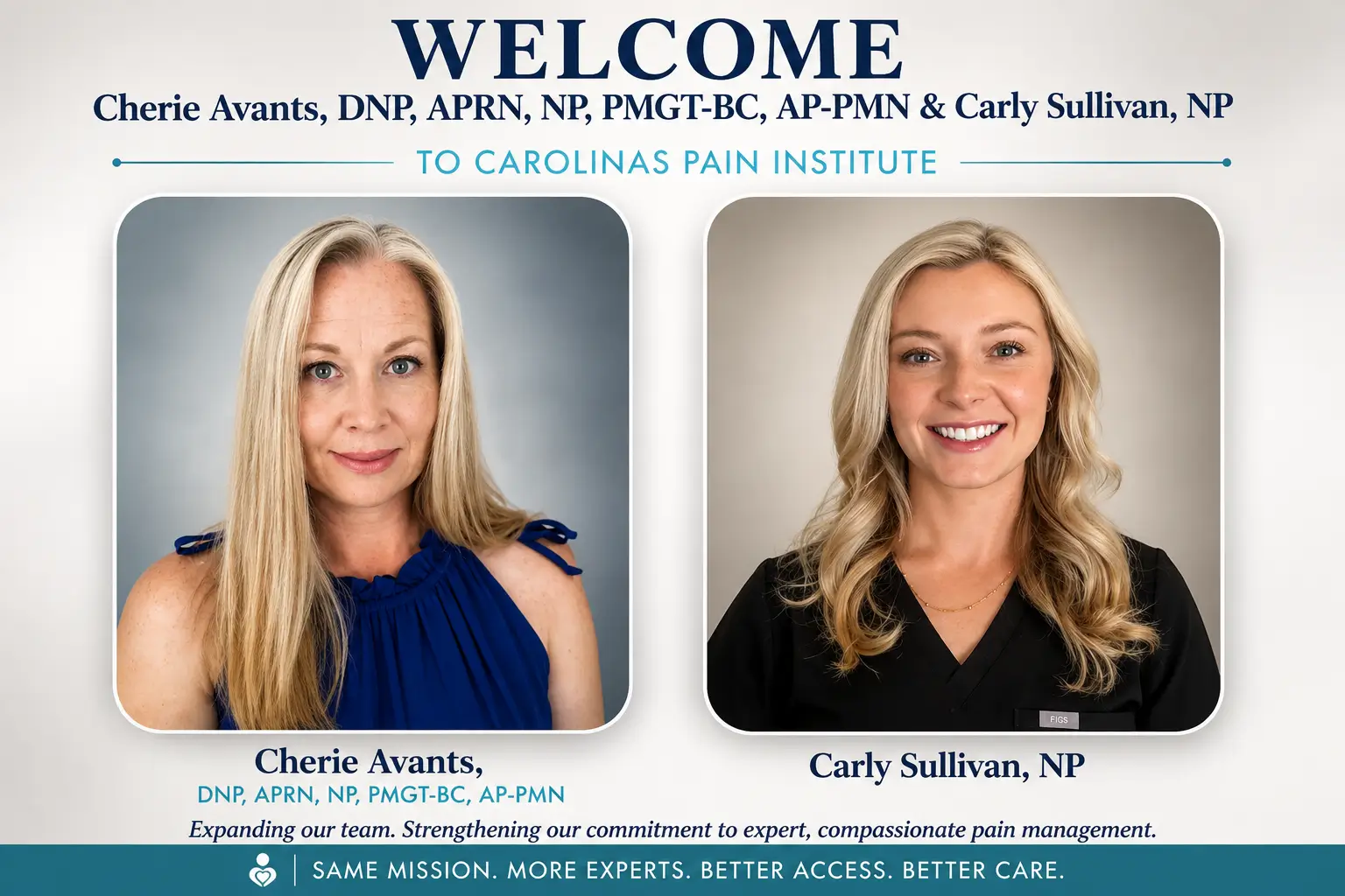 Meet Our New Pain Management Providers: Cherie Advants and Carly Sullivan